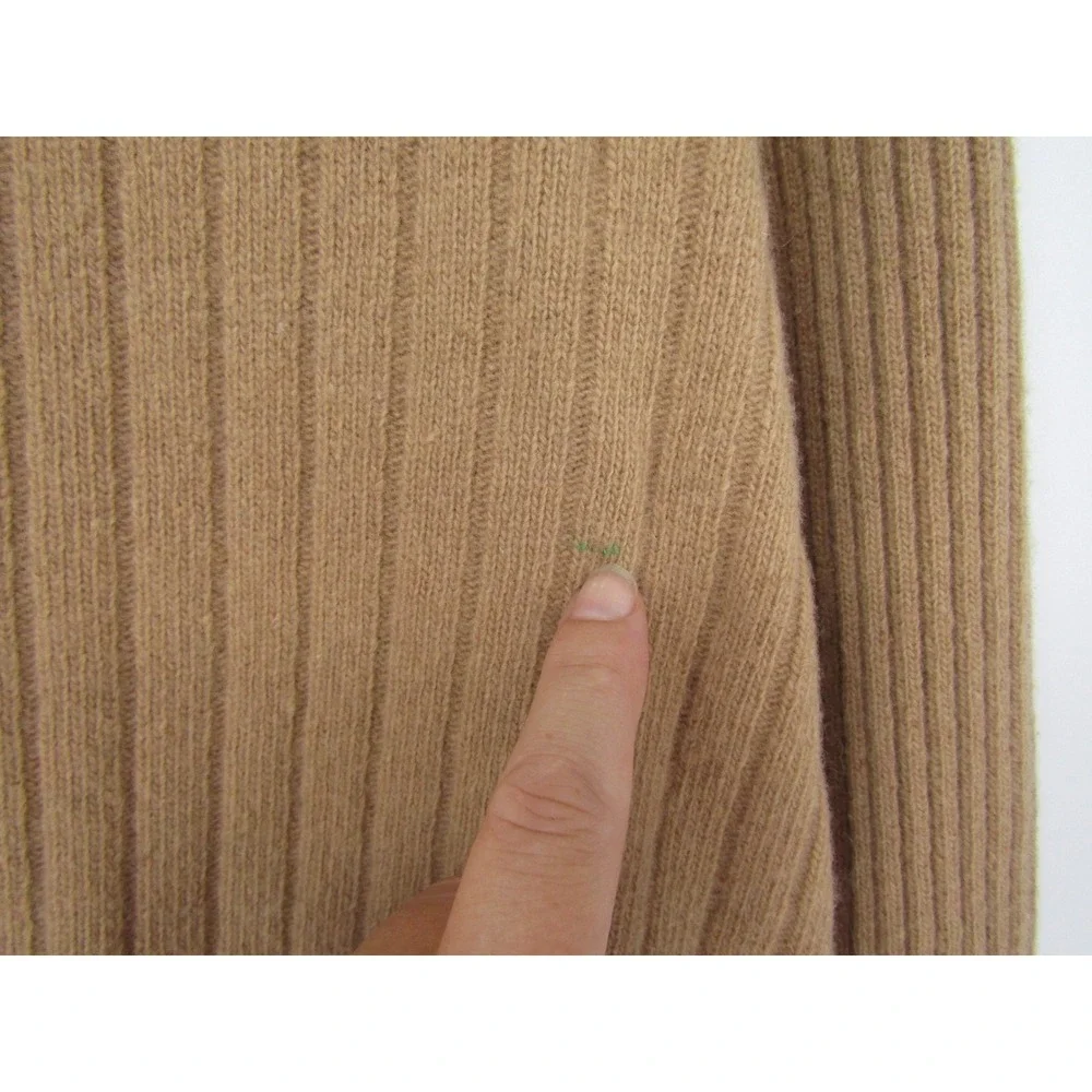 Banana Republic Tan Sweater Large Merino Wool Ribbed Italian Yarn Quite Luxury